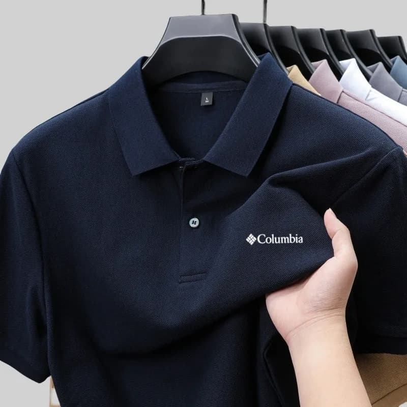 Summer men's 100% polyester braided luxurious short sleeved polo shirt, exquisite casual and comfortable T-shirt design