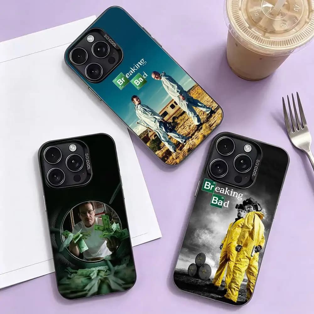 H-Heisenberg B-Breaking Bad Phone Case For iPhone 17,16,15,14,13,12,11 Plus,Pro Max,XS,Colorful Silver Phone case Funda Cover