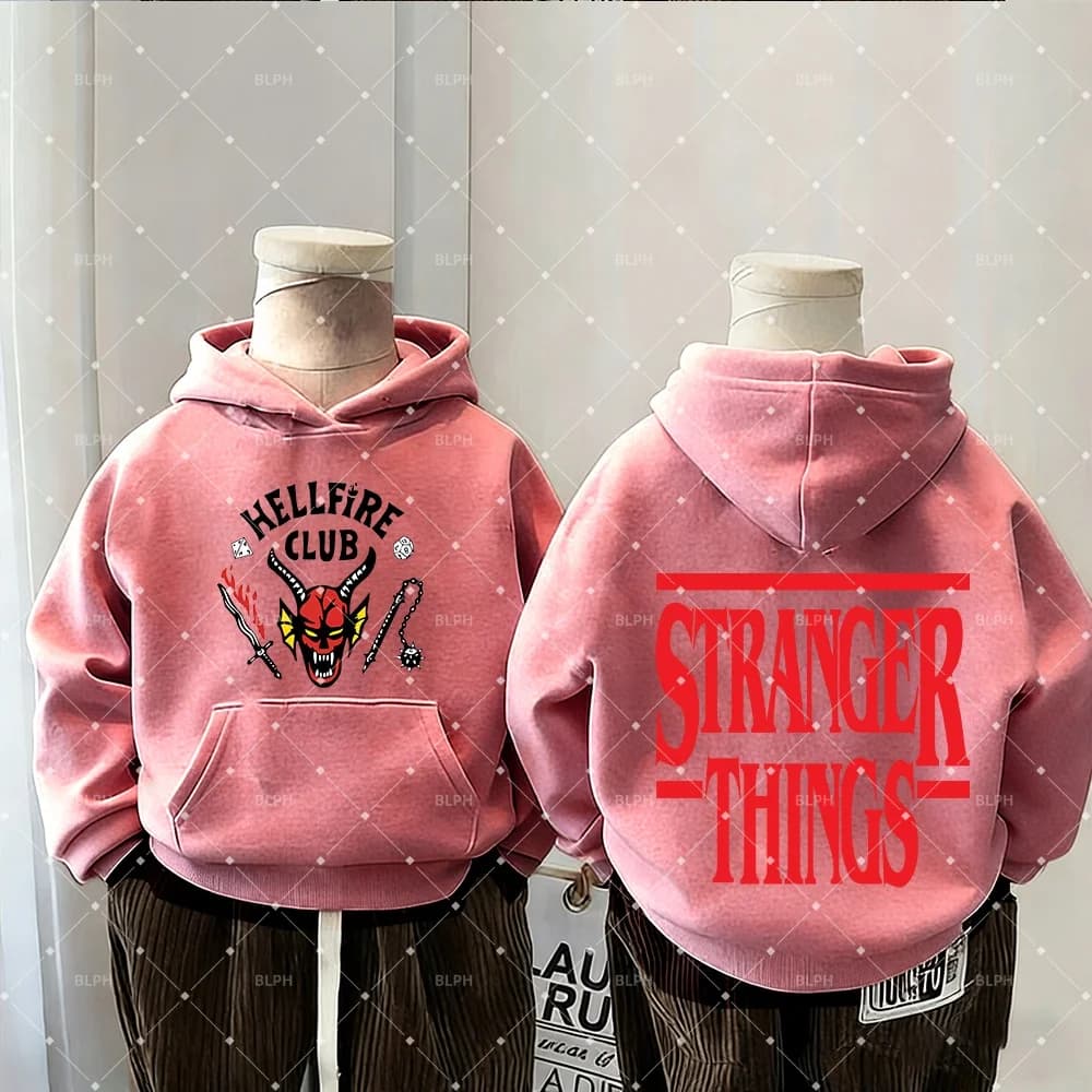 Felpe Coordinato Famiglia Stranger Things Uniche, Felpe Genitore-Figlio con Fantastico Design Silhouette Biking per i Fan