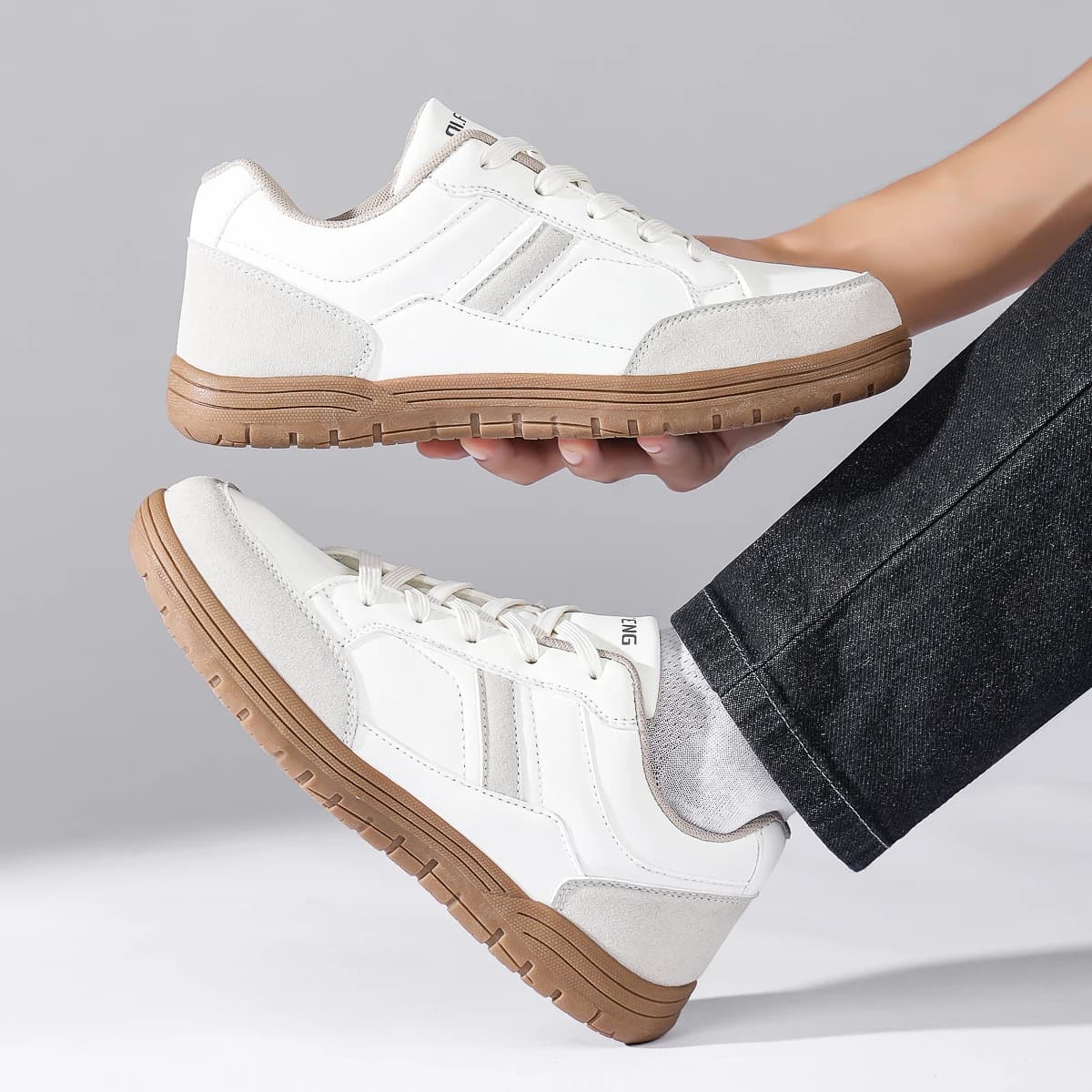 Scarpe Casual Sportive da Uomo in Pelle Leggera, Comode, Traspiranti e Versatili, Slip-On per Lavoro