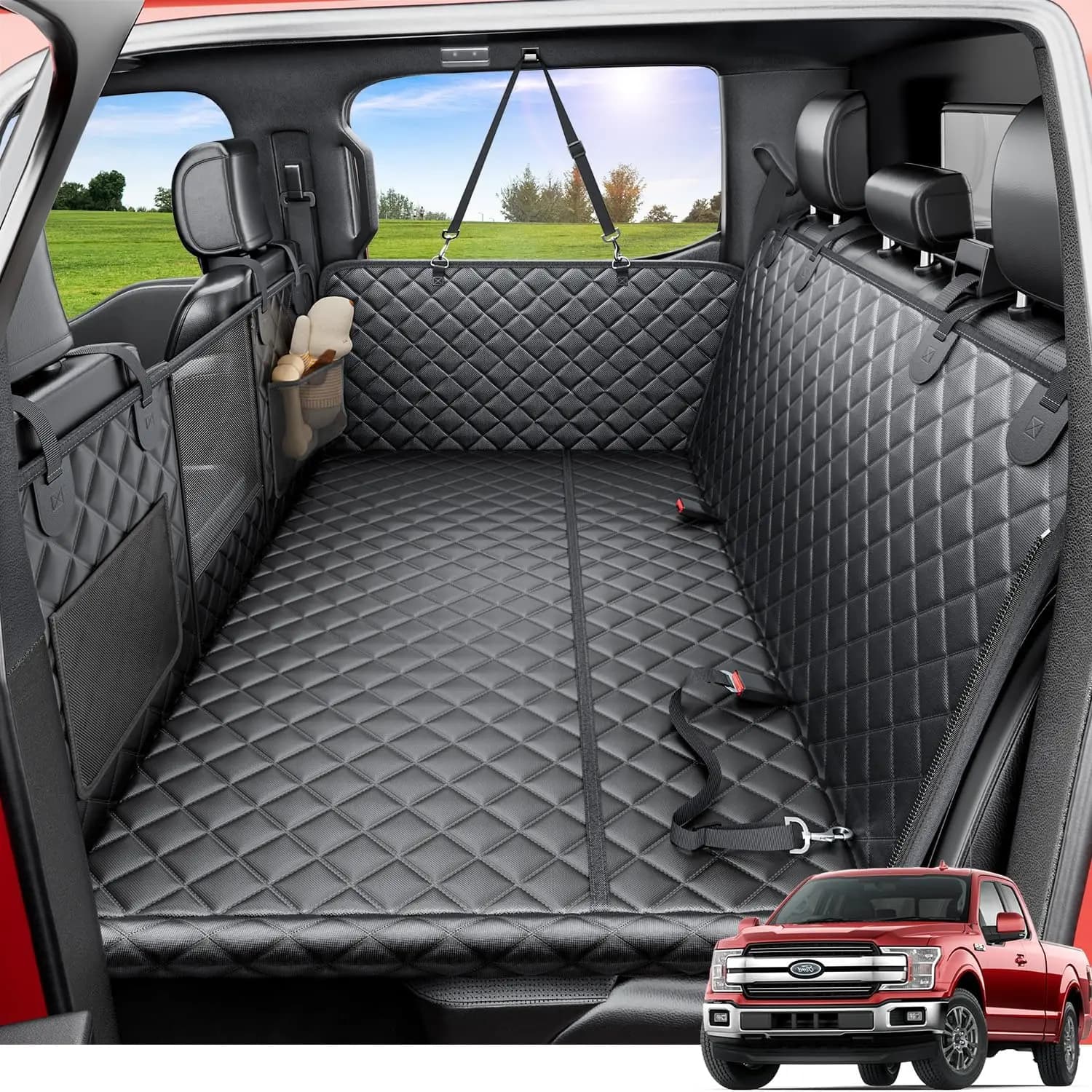 Coprisedile Universale XL per Cani con Fondo Rigido, Amaca Impermeabile per Animali Domestici per Cani di Taglia Grande in Camion/SUV