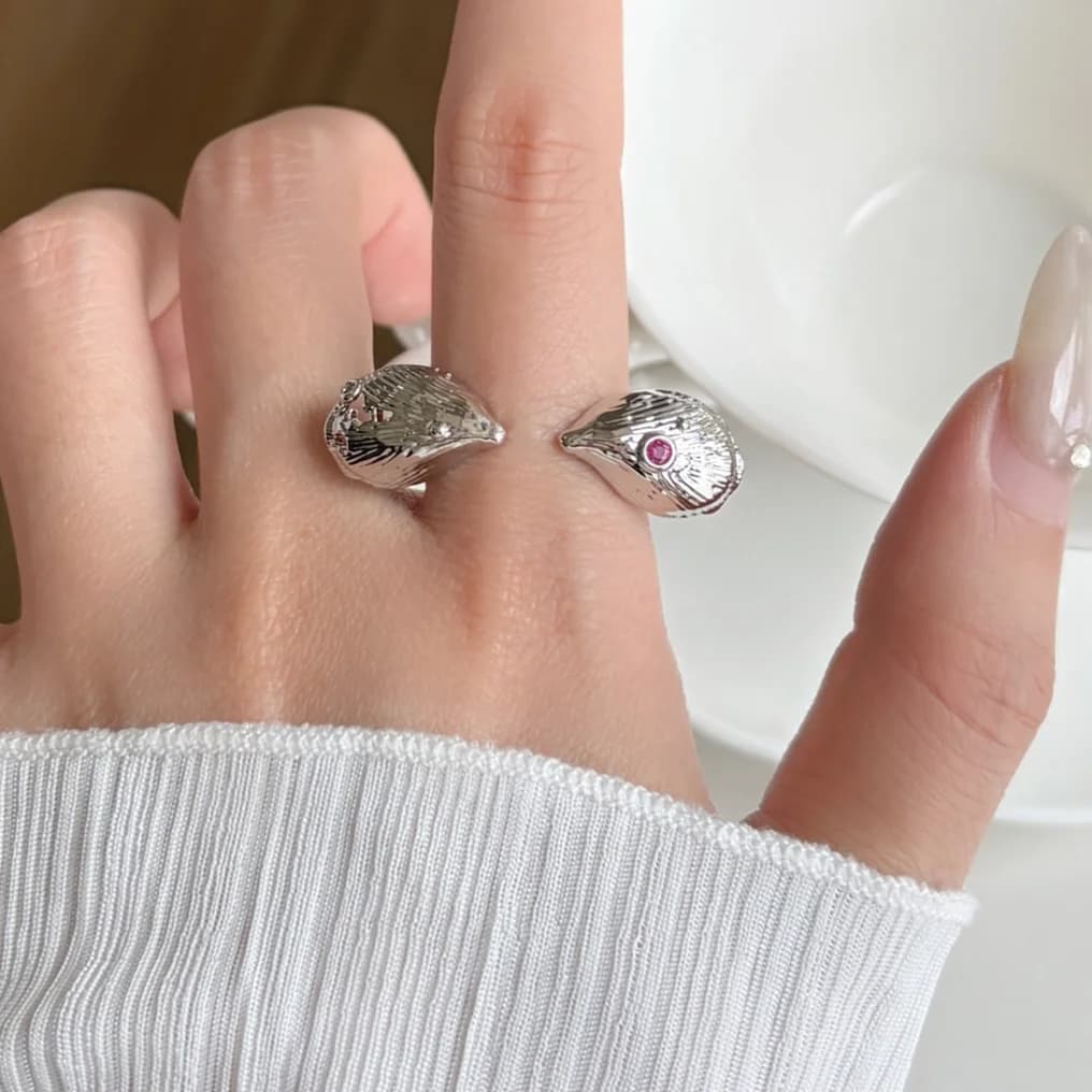 Niche Design Shell Shape Open Ring, Women's Light Luxury Fashion Adjustable Index Finger Ring