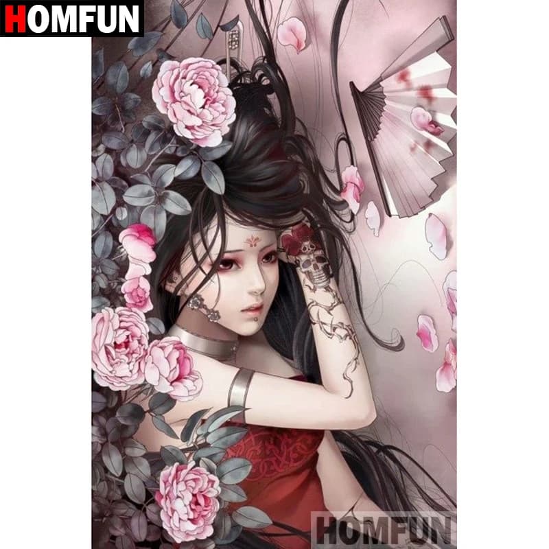 HOMFUN 5D DIY Diamond Painting Full Square/Round Drill "Flower girl" 3D Embroidery Cross Stitch gift Home Decor A08258