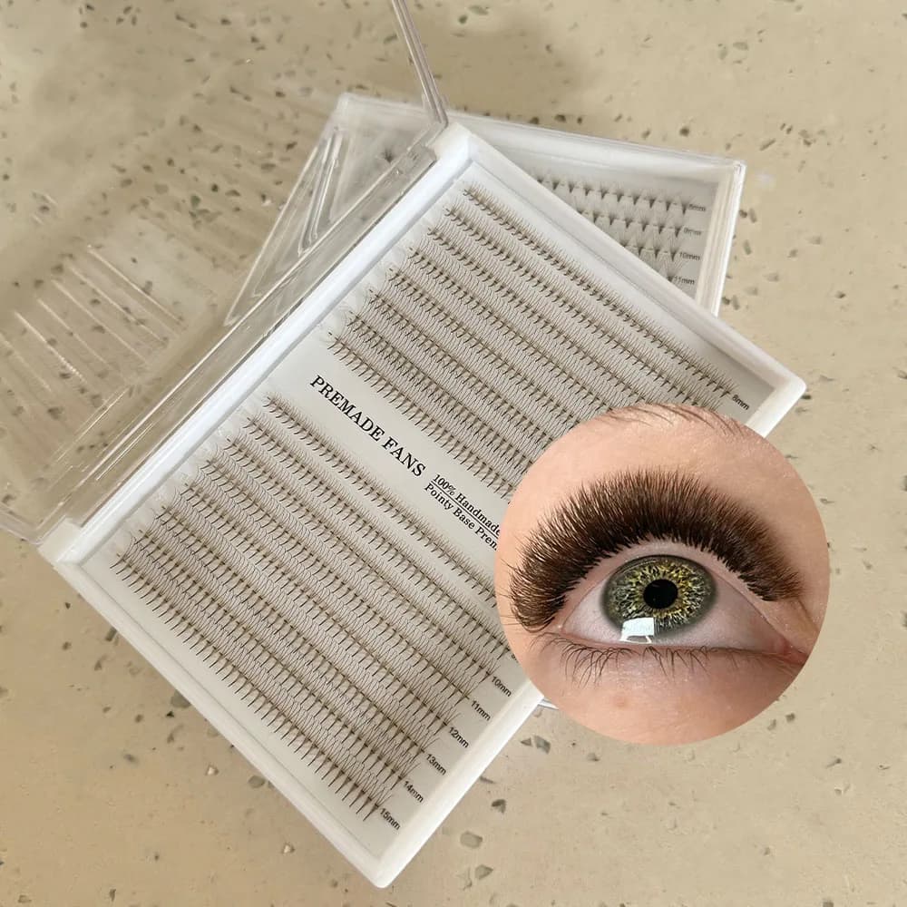 Color brown 640 3D fans 5D 6D Pre-packed loose fans 8-15 Extensions eyelashes with thin pointed base Mixed lashes with Russian volume
