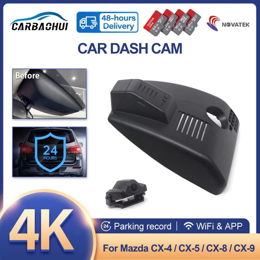 Nuovo 4K UHD Car DVR 24h Parking record Dash Cam Camera WIFI videoregistratore per Mazda CX-4 CX-5 CX-8 CX-9 2017-2023 2160P DashCam