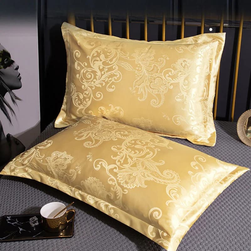 Federa jacquard in raso europeo Federe solide traspiranti squisite per pigiami caldi Biancheria da letto estiva autunnale con sensazione di raffreddamento