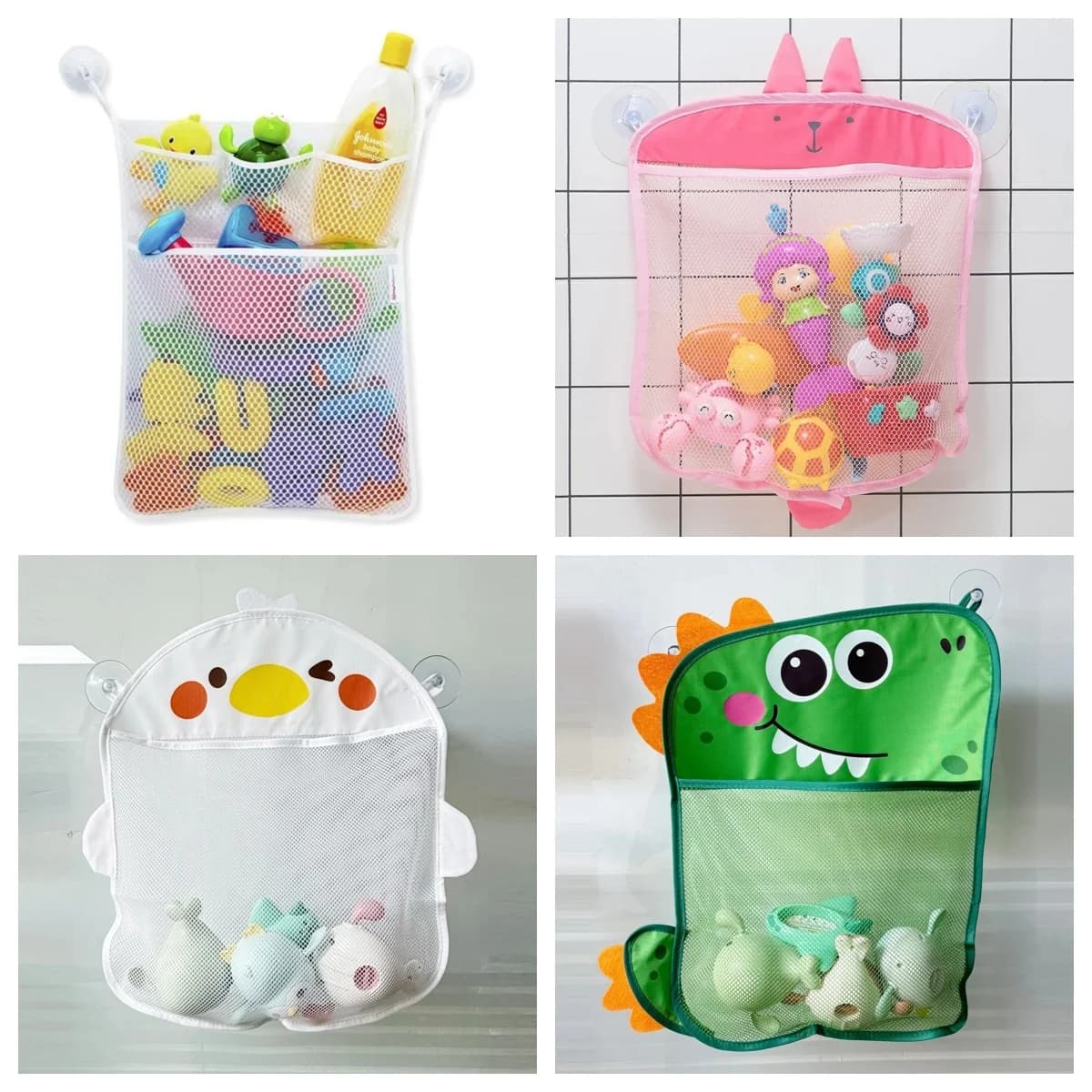 Baby Bathroom Mesh Bag Cartoon Animal Shapes Cloth Sand Toys Storage Net Bag Sucker Organizer for Children Bath Toys Kid Basket