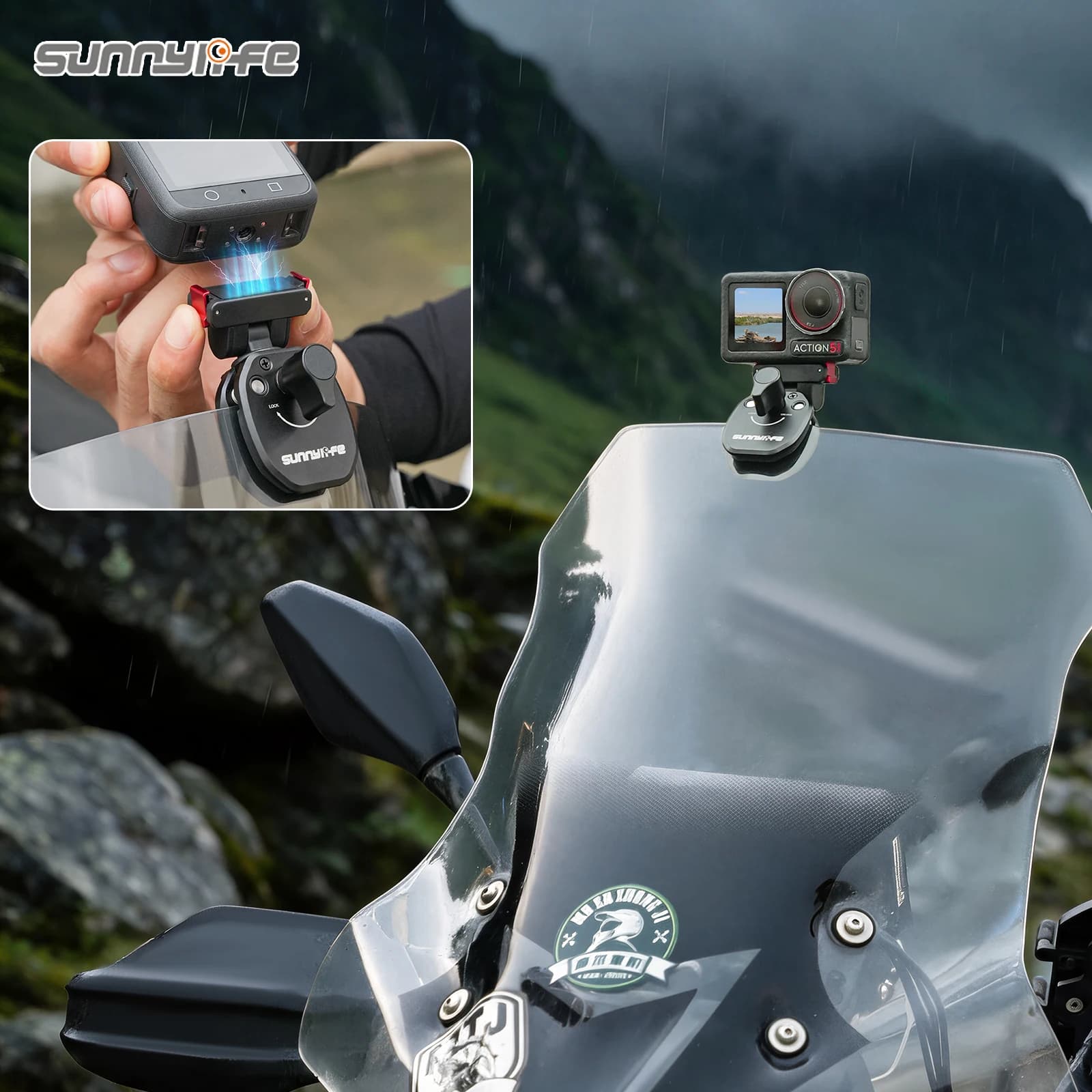 For DJI Osmo Nano/ACTION 6/5Pro/4/3/2/Insta360 GO Ultra/X4 Air/X5/Ace/Ace Pro2/1 Magnetic Windshield Clip Aluminum Alloy Clip