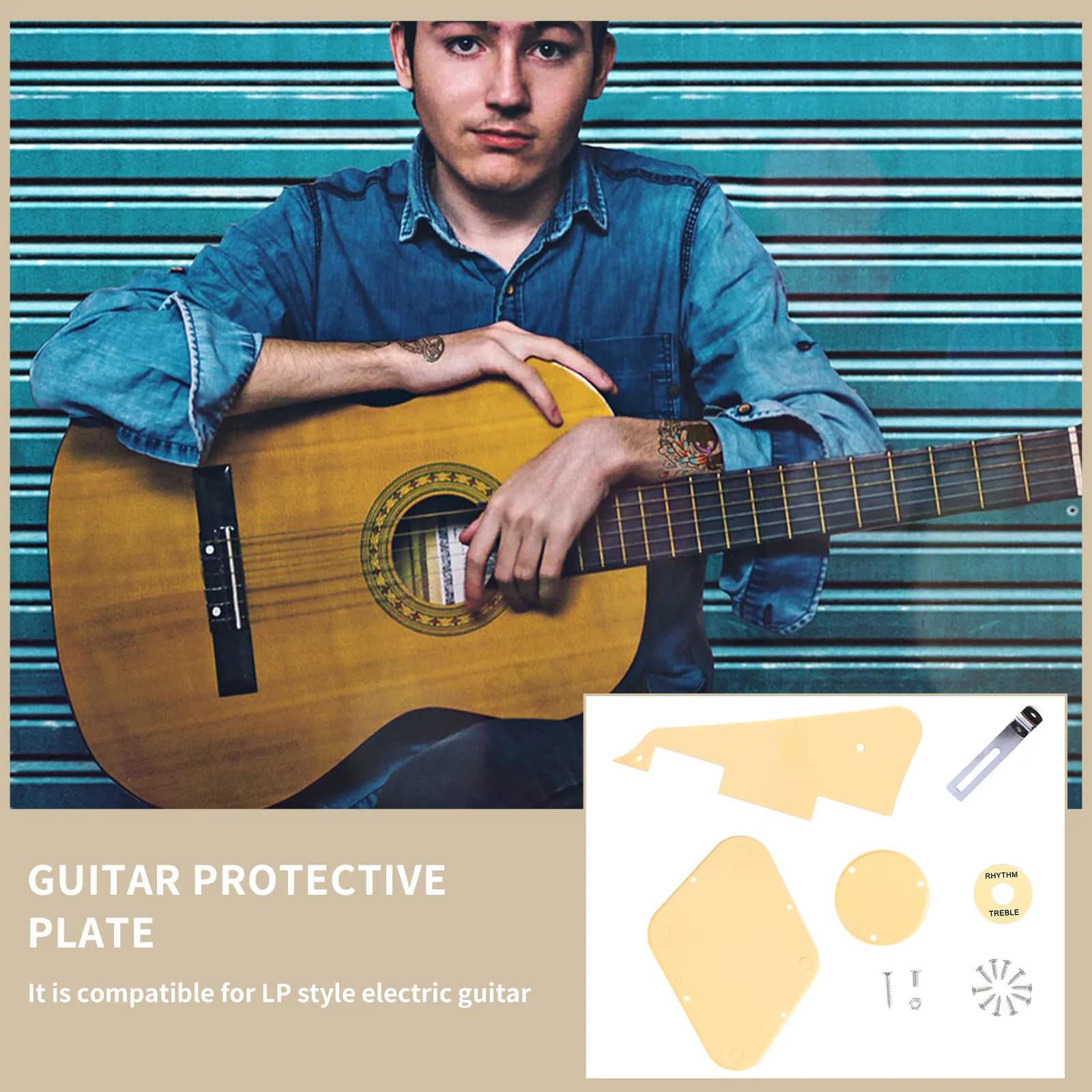 1Set Guitar Pickguard Set Electric Guitar Accessories Includes Pick Guard Switch Ring Bracket Truss Rod Cover Protective Plate