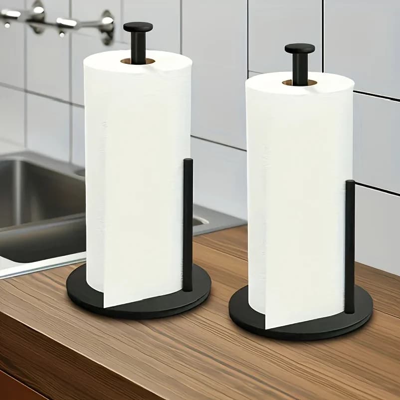 Portarotolo da Cucina in Acciaio Inossidabile con Base Pesante, Dispenser Robusto per Rotoli, Organizzatore da Piano Salvaspazio
