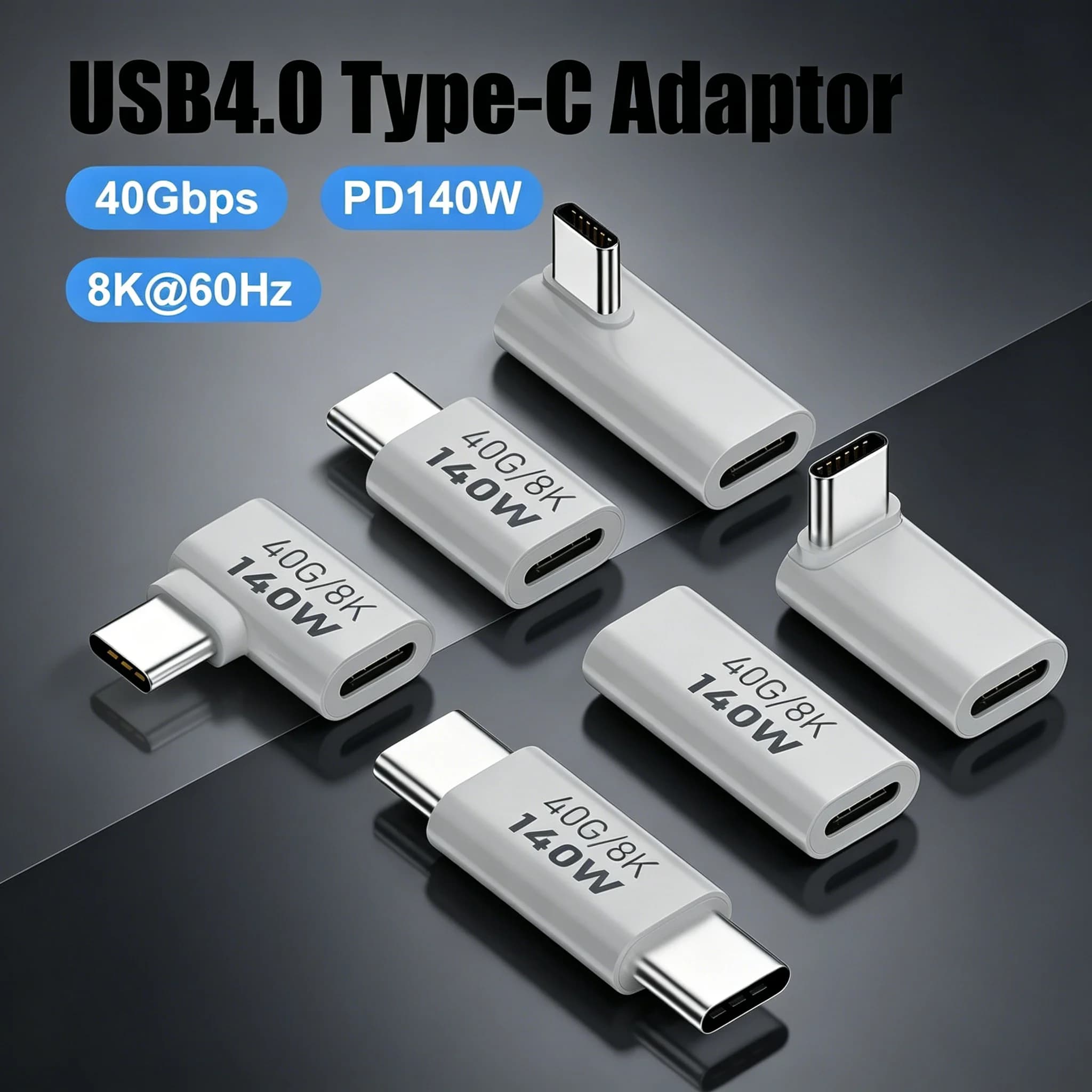 Cavo di prolunga USB 4.0 Type C a 90 gradi, da maschio a femmina, 40 Gbps, video HD 8K, ricarica rapida PD, adattatore Thunderbolt 3 per PC portatile