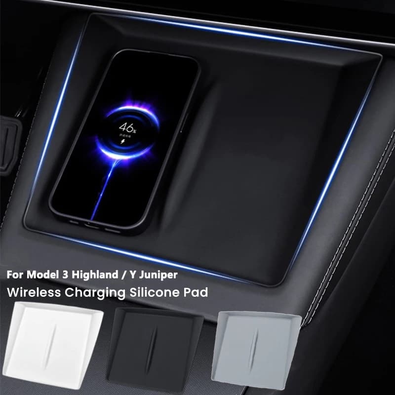 Per Tesla Model 3 Highland Model Y Juniper 2024-2026: Tappetino Protettivo in Silicone per Ricarica Wireless del Telefono e Caricabatterie per Controllo Centrale