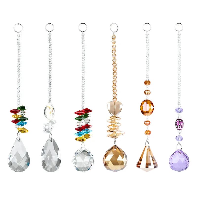 Camal 1PCS L8.5'' Crystal Window Hanging SunCatcher Ornament Rainbow Maker Glass Prism Pendant Home Garden Decor Car Charm Gift