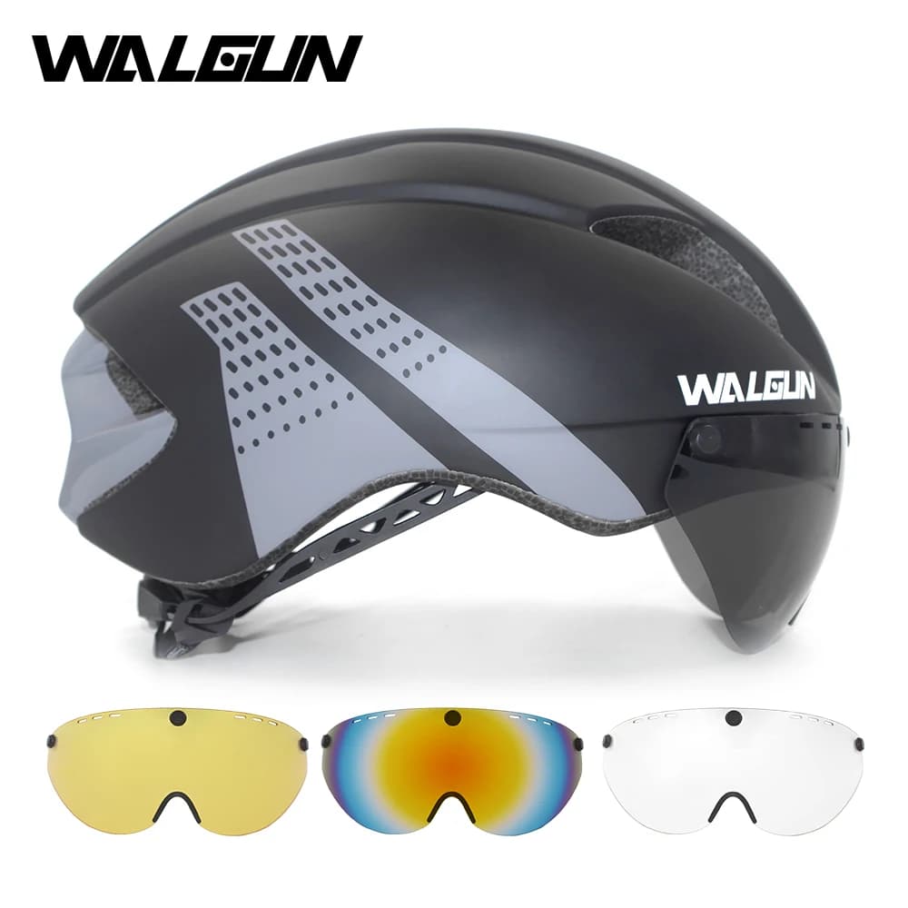 WALG Aero cycling helmet road bike helmet view glasses for adults visor Time Trial TT Triathlon bicycle helmet M L for women