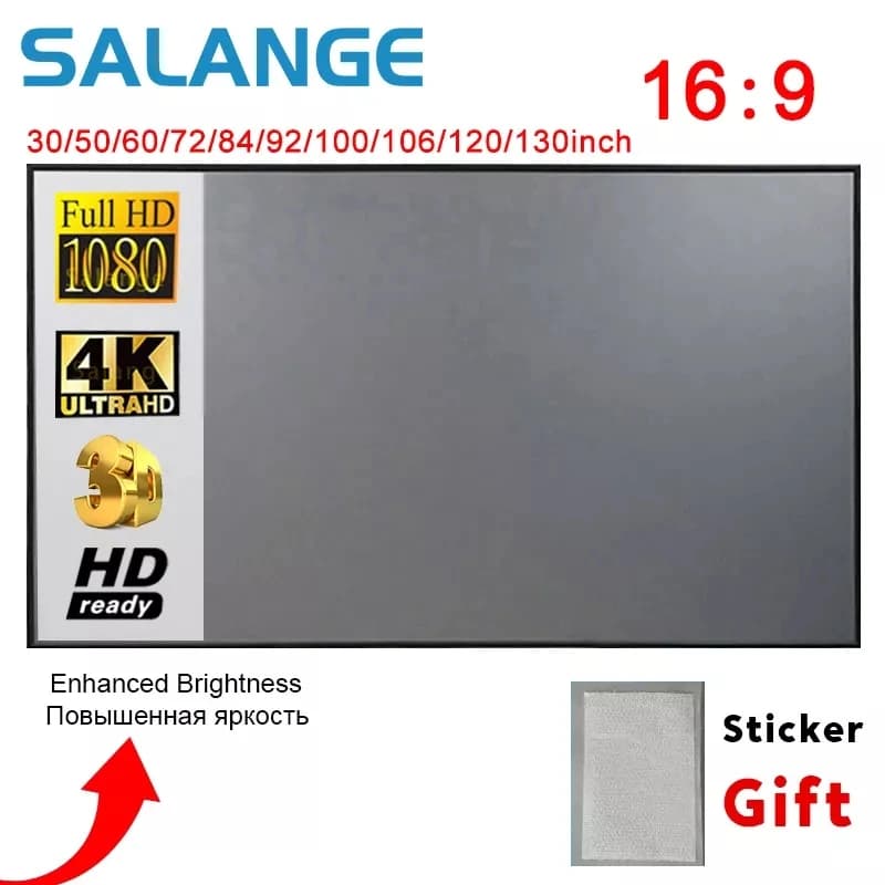 Schermo per proiettore Salange, schermo per proiezione in tessuto riflettente da 60 100 120 pollici per home theater YG300 Projetor XGIMI DLP LED