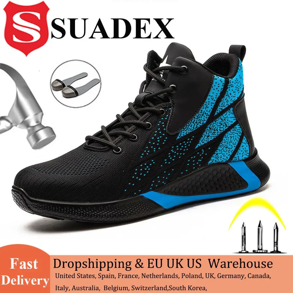 SUADEX stivali da lavoro scarpe antinfortunistiche in acciaio scarpe da uomo Sneakers traspiranti scarpe stivali da trekking alla caviglia calzature protettive anti-piercing