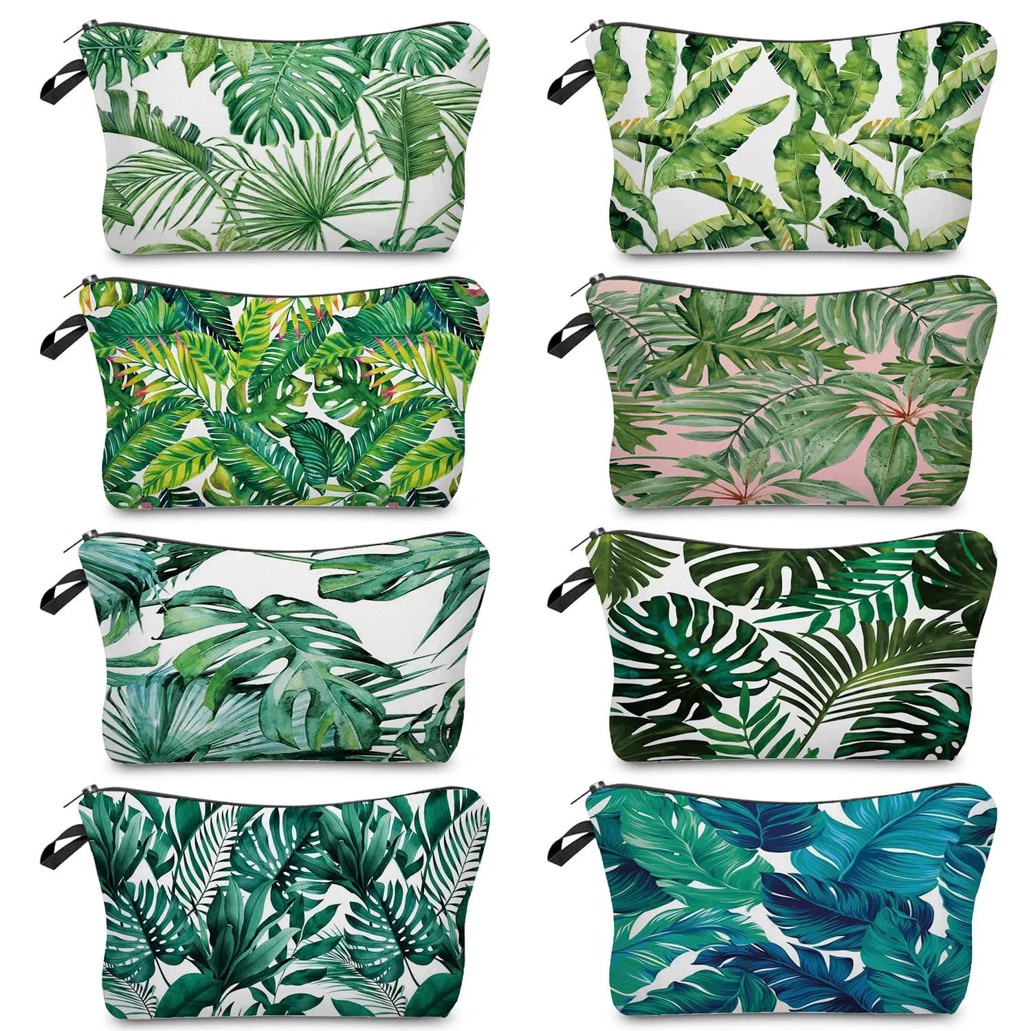 Borsa cosmetica da donna stampata alla moda con foglie verdi astucci pratici per la scuola Dropshipping borsa da viaggio portatile da viaggio all'aperto