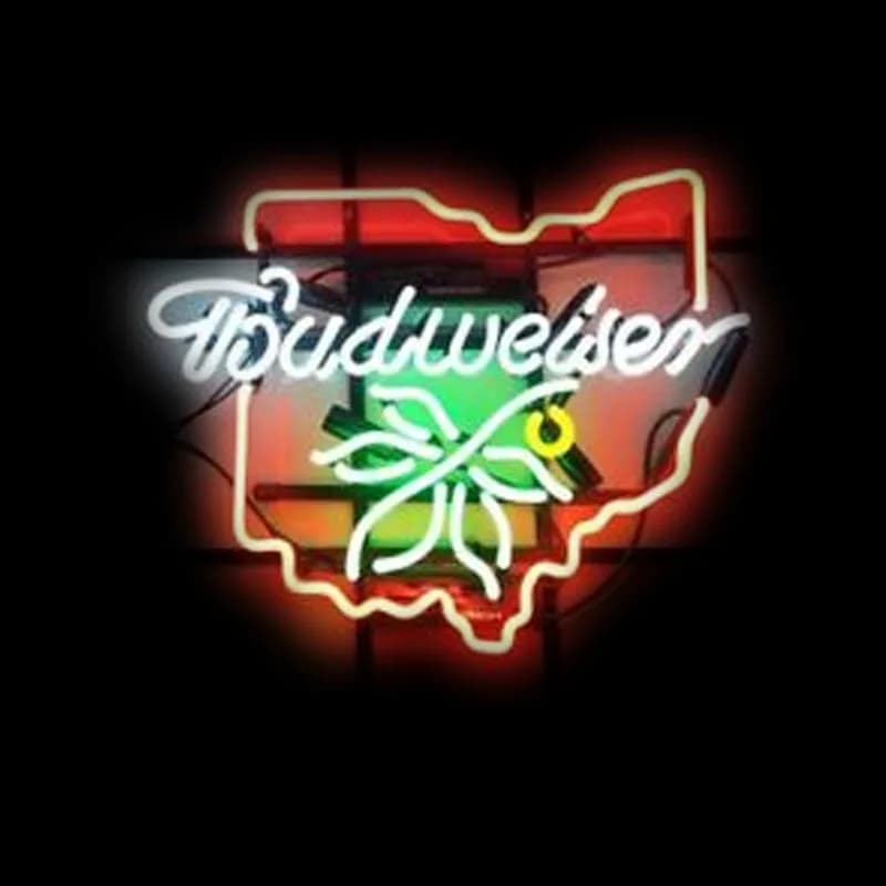 Budweis Foglie Insegna al neon Lampadine al neon Insegna Tubo di vetro Artigianato Insegne luminose al neon BEER Bar Lampade vintage Regalo Estetico Arredamento della camera