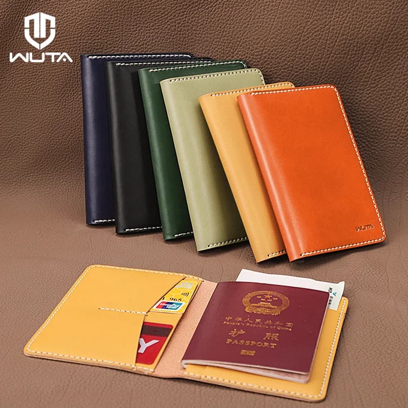WUTA Kit in pelle semifinita fai-da-te porta passaporto custodia portafoglio porta carte in pelle Organizer per documenti di viaggio