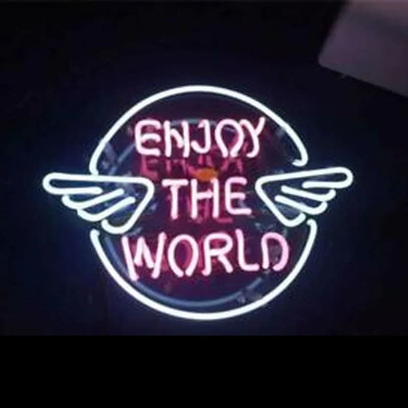 Goditi il mondo Insegna al neon Ala Angelo Birra Regali per la casa Anime Room Decor Ragazza Insegna al neon Luce iconica Display Luce notturna estetica