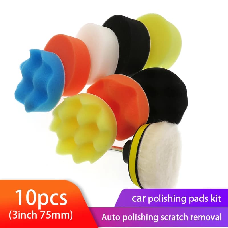 11 pz 3 pollici disco per lucidatura auto autoadesivo lucidatura ceretta spugna ruota di lana tampone per lucidatore per auto adattatore per trapano