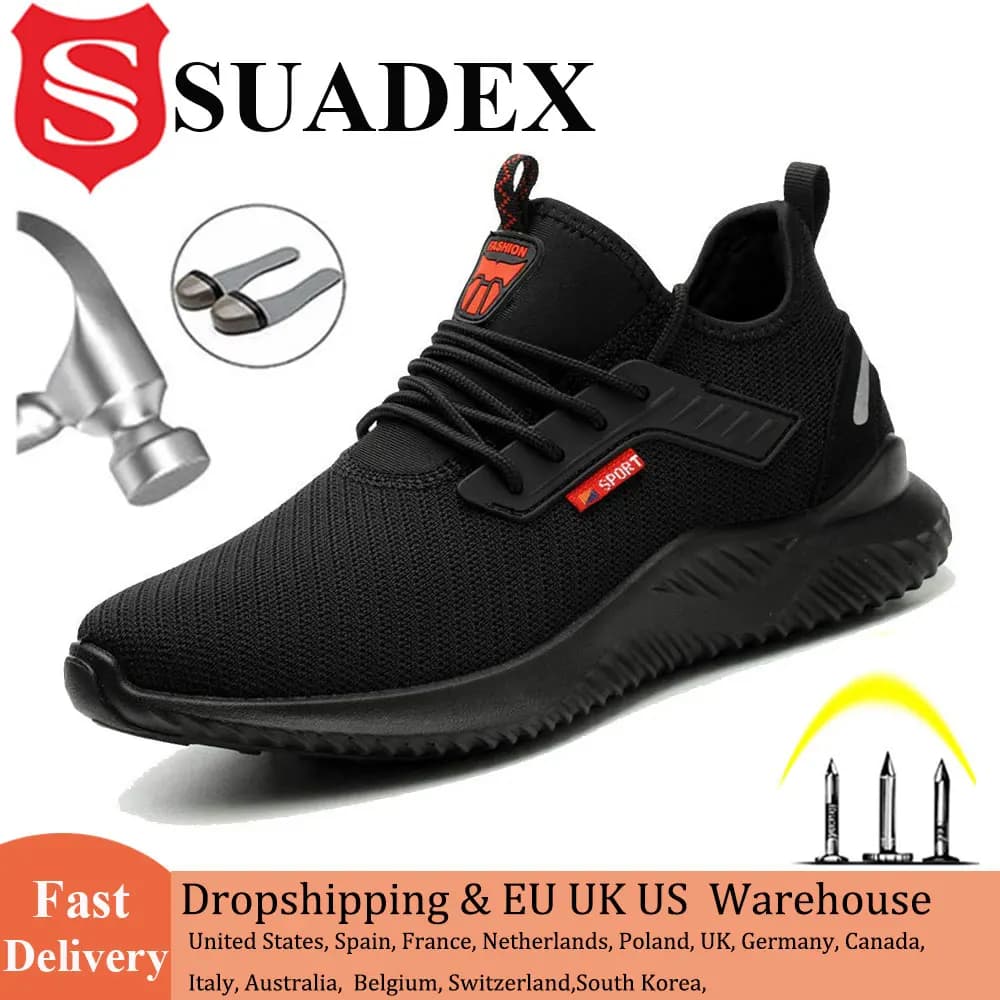 SUADEX safety shoes anti-slip work shoes with steel tip safety shoes indestructible men's wear-resistant Sneakers