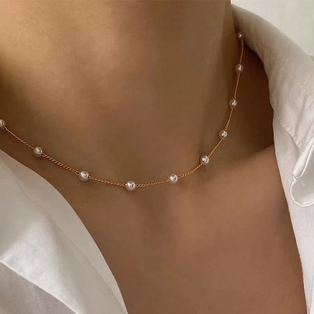 Wu's 2022 Nuova collana di perline Collana di perle d'imitazione d'amore Collana gotica Collana versatile Perla d'imitazione corta C