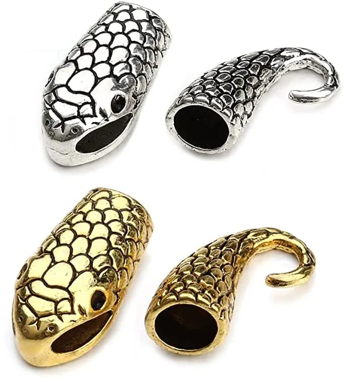 10sets Snake Clasps Hooks End Cap Connector For Jewelry Fit 7mm Leather Cord Bracelet DIY Bracelet Jewelry Making Material