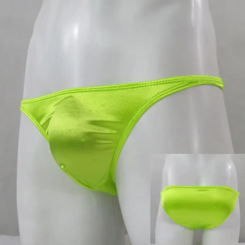 Uomo G377Y String Bikini Posing Tanga Front Pouch Biancheria intima da uomo in maglia di raso lucido con retro moderato