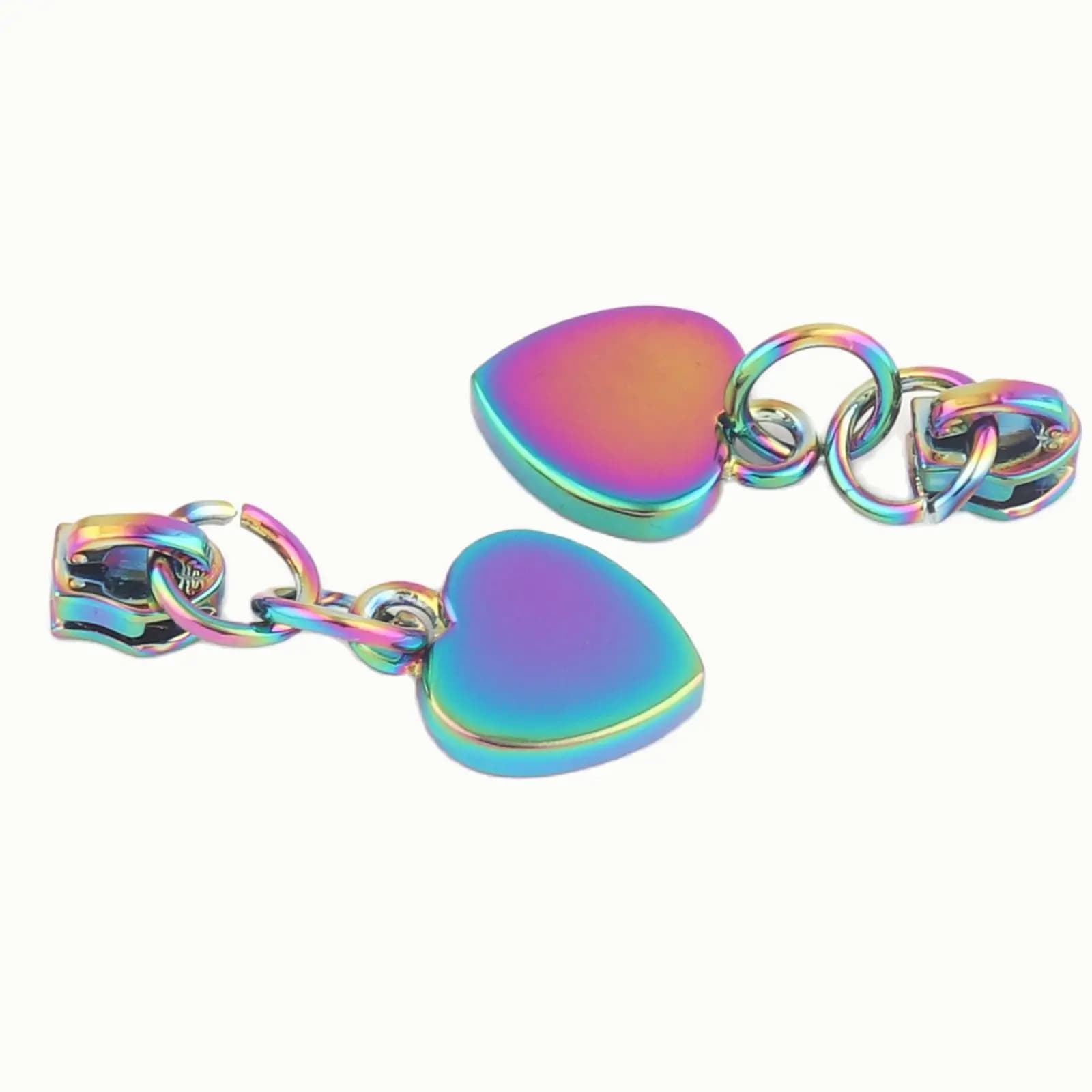 3 # arcobaleno metallo cerniera testa a forma di cuore borsa borsa forniture Hardware separazione cerniera tira per forniture giacca abbigliamento