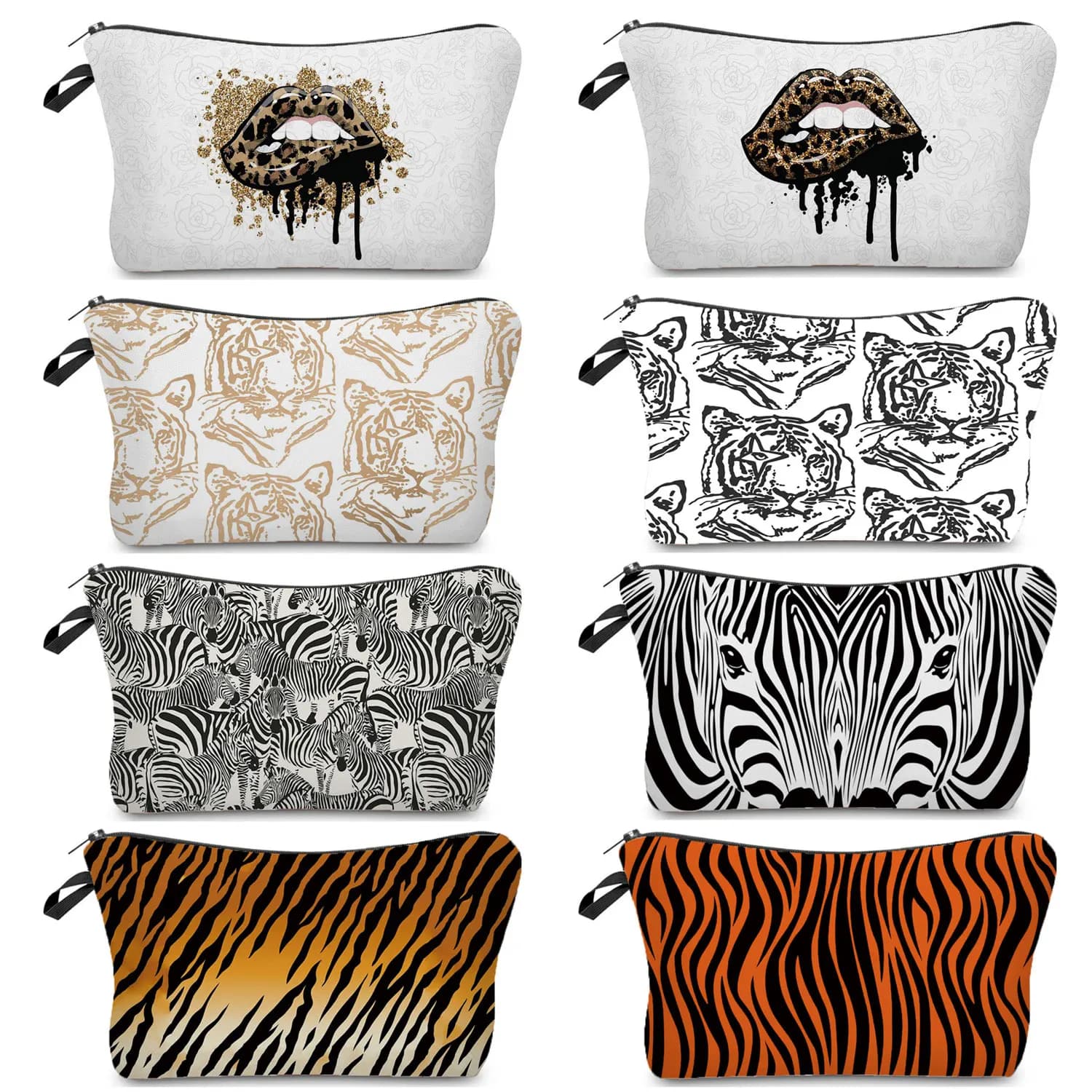 Borsa per il trucco da donna con stampa digitale di moda Zebra Leopard Organizzatore cosmetico per borsa da viaggio da donna Borsa da toilette portatile da donna