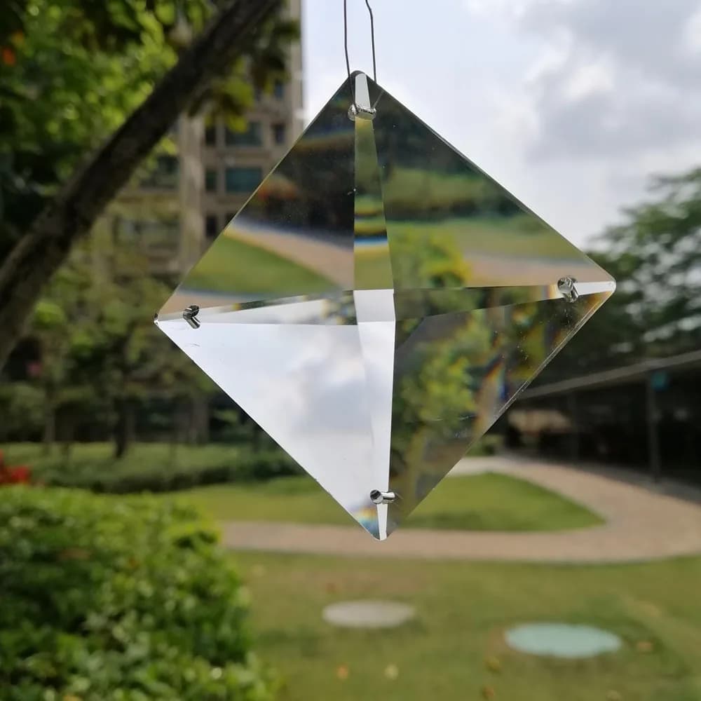 Camal 2PCS 50mm Square Beads 4 Holes K9 Clear Crystal Glass Prisms Pendant SunCatcher Lamp Lighting Chandelier Parts Hanging DIY