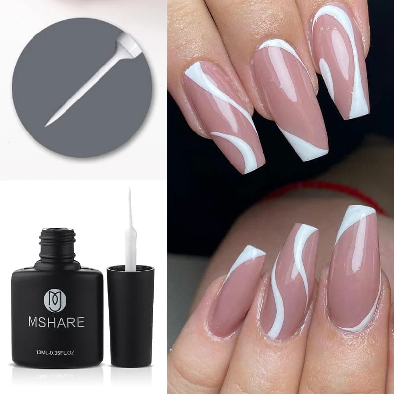 MSHARE Unghie Abstract Pink White Line Liner Gel Nail Art 10ml