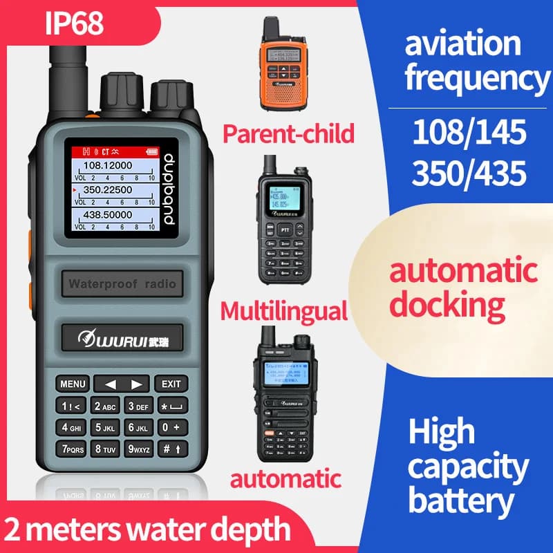 Scanner di polizia aerea a banda intera walkie talkie walkie radio comunicatador ham autoradio mini handy kids amatear FM AM profesional UV