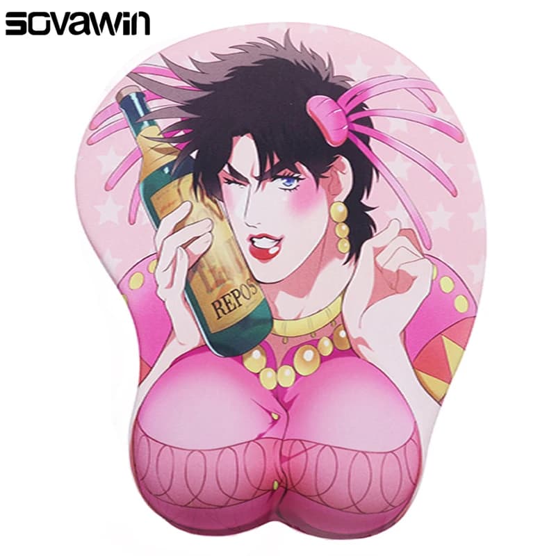Sovawin JOJO creativo cartone animato Anime 3D tappetino per Mouse Sexy petto Gel Mousepad in Silicone con supporto per poggiapolsi morbido tappetino per seno per PC