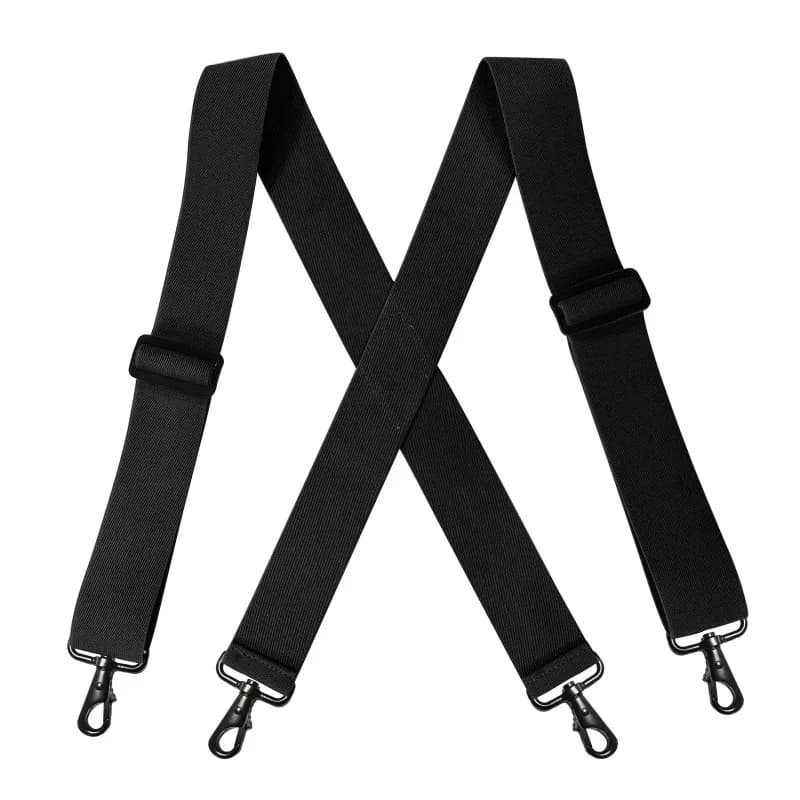 Bretelle resistenti grandi alte 5 cm di larghezza con 4 ganci girevoli Anello per cintura X Bretelle da lavoro posteriori Elastico regolabile per uomo Donna Moda