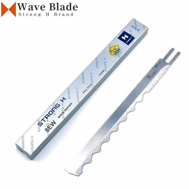 Lama con bordo ondulato per macchina da taglio diritta KM e Eastman Coltello da taglio per tessuti Forte H 5,6,8,10,12,13 pollici Realizzato in acciaio legato