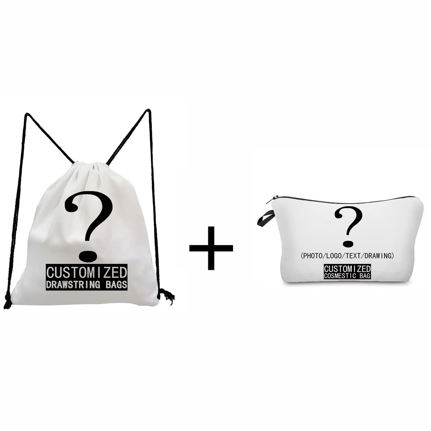 Customize Personal Women's Drawstring Bags with Printed Logo Customize Your Pictures Book Bags for Cosmetics DIY Dropshipping