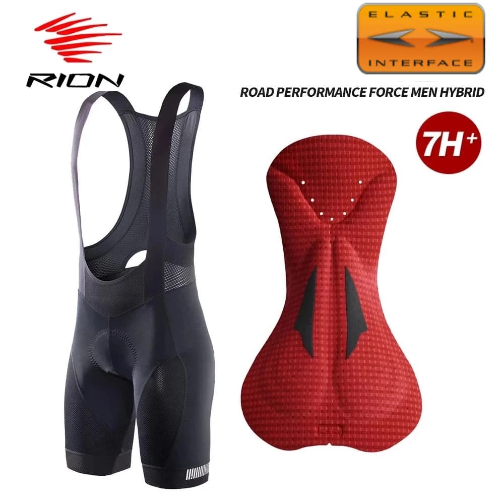 RION Cycling Bib Shorts Man Biking Wear 3D Padded Extra Long Distance 7 Hours Elastic Interface Pro Cushion Trousers MTB Fit