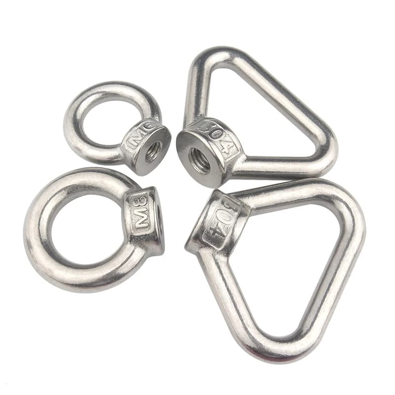 10 pezzi molto in acciaio inossidabile 304 M5/M6/M8/M10/M12 dado a occhiello di sollevamento marino anello dado anello dado foro per sollevamento fune