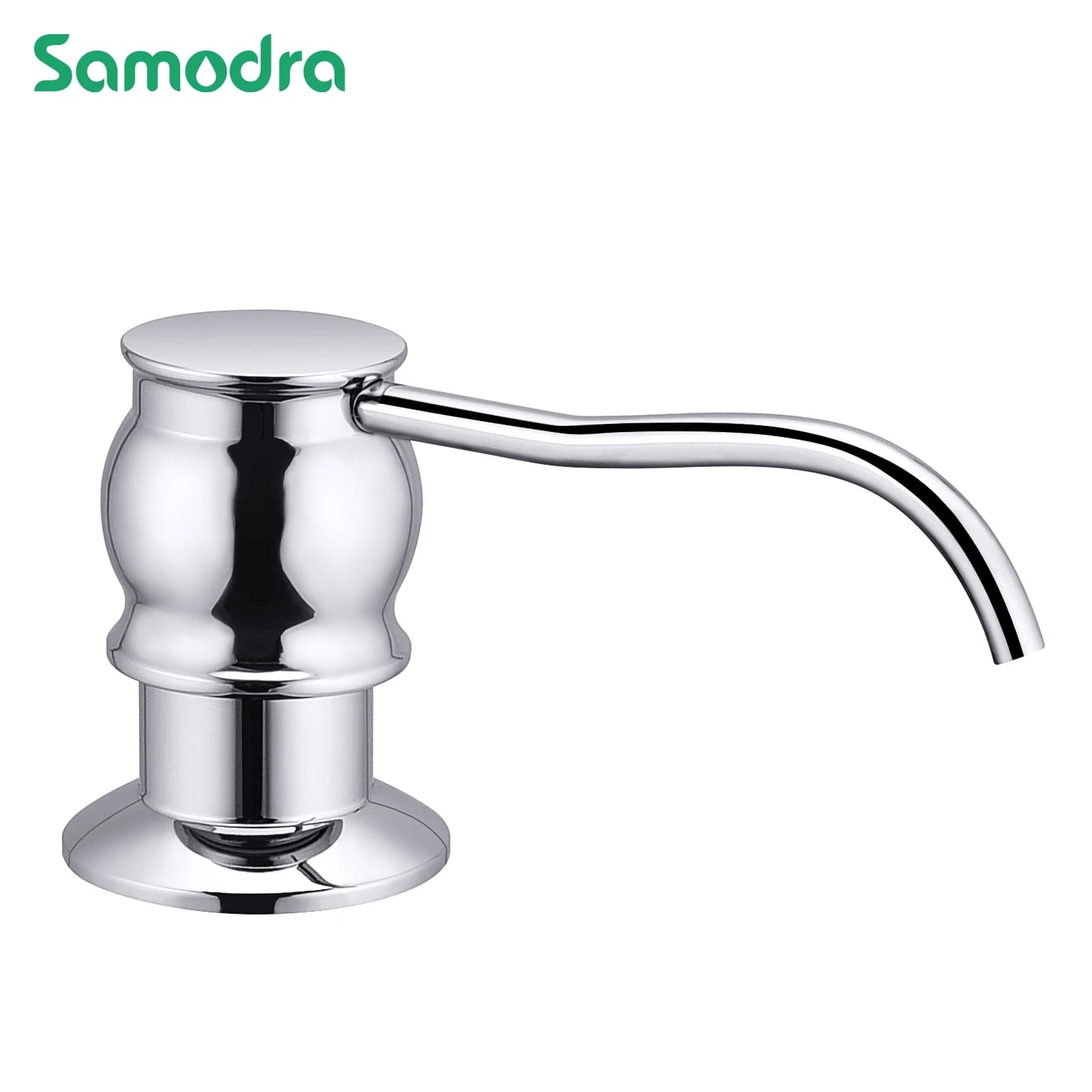 Dispenser di sapone liquido Samodra con bottiglia Testa della pompa in ottone cromato/nichel per lavello da cucina Dispenser di sapone Accessori da cucina