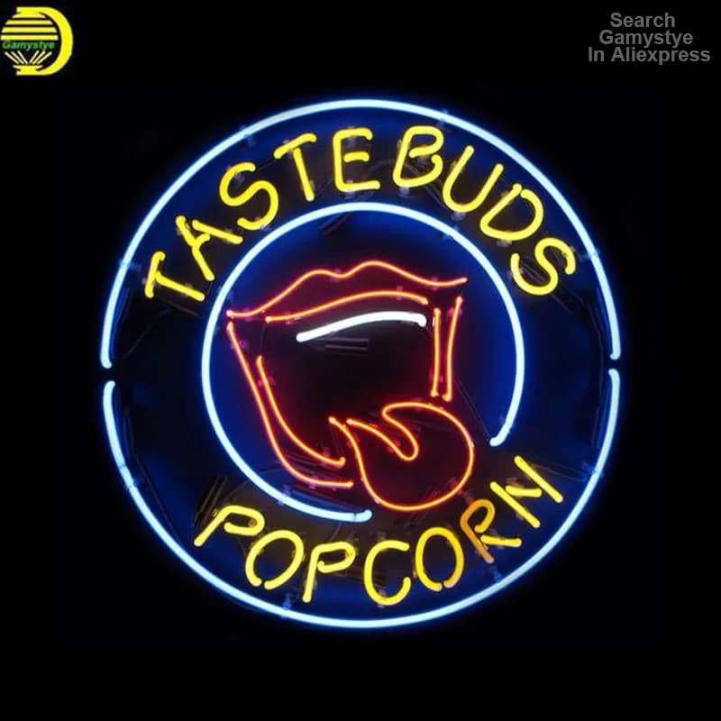 Insegna al neon per gusto germoglio popcorn lingua ciliegie decorazione della casa applique da parete all'interno nastro al neon decorazione della stanza lampada per parete notte