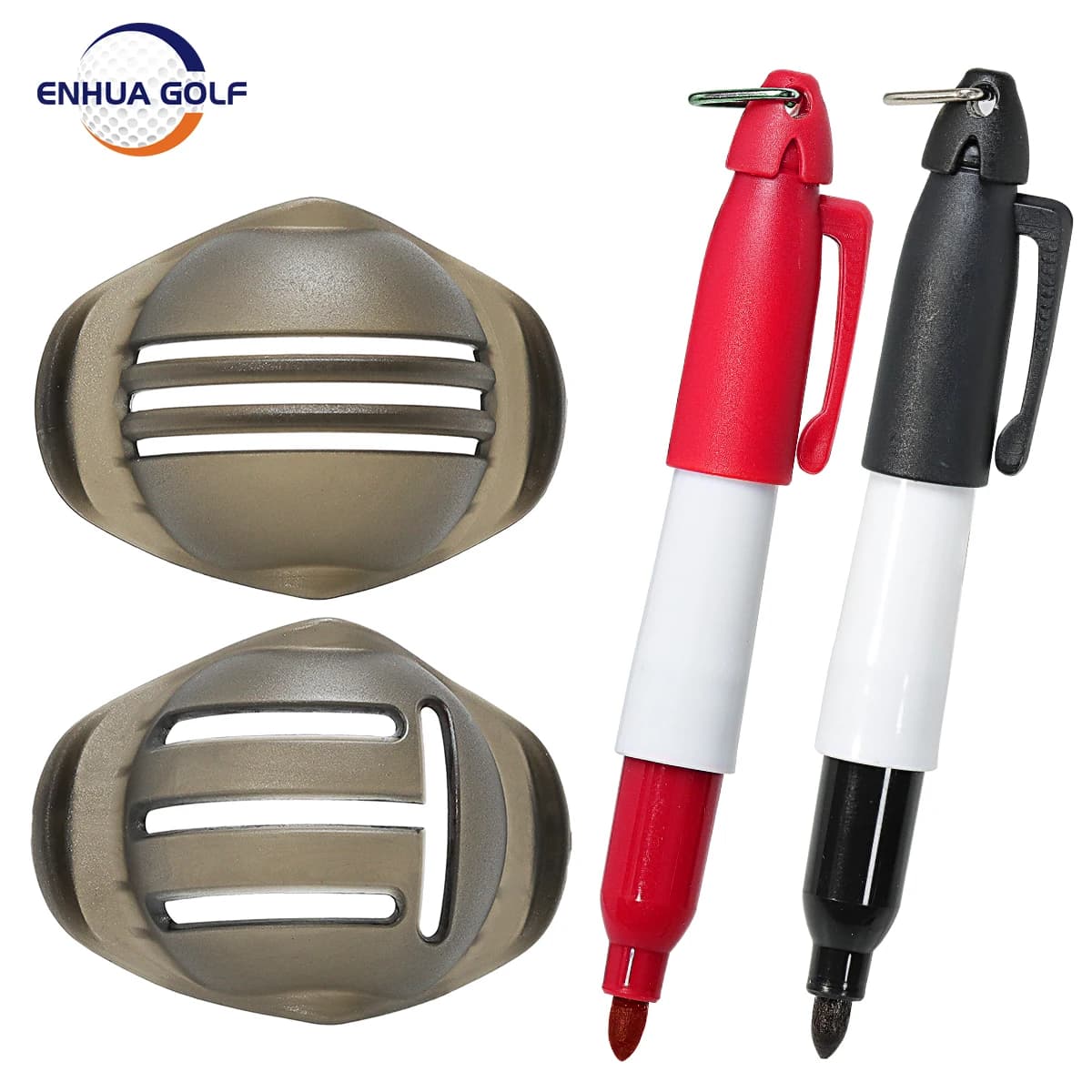 2 pezzi Eye Line Golf Ball Line Liner disegno marcatura allineamento mettere strumento e 2 pezzi Golf Ball Marker Pen, 4 pezzi totalmente