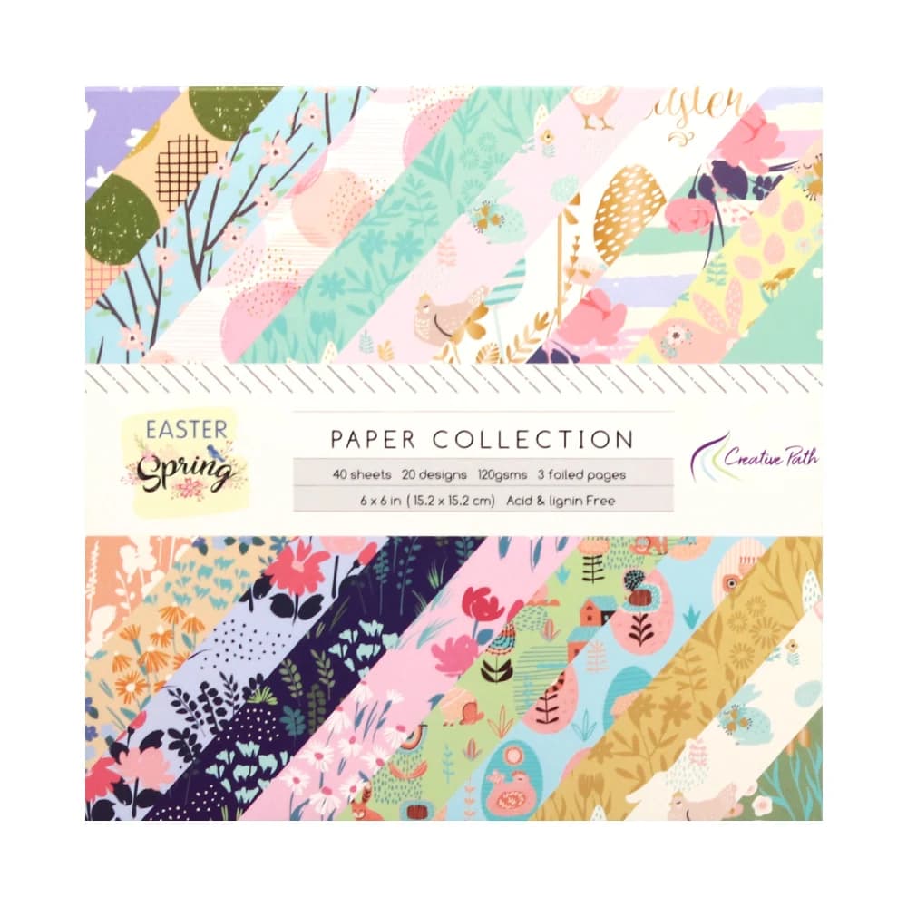 Creative Path Easter Spring 6 Inch Decorative Scrapbooking Paper Rabbit Flower Journaling Background Paper For Origami Crafting