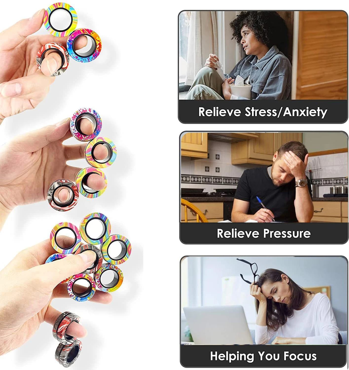 Anelli magnetici Fidget Toy Anti-Stress Magic RingTools bambini anello magnetico Finger Spinner Ring ansia Relief Therapy Toys