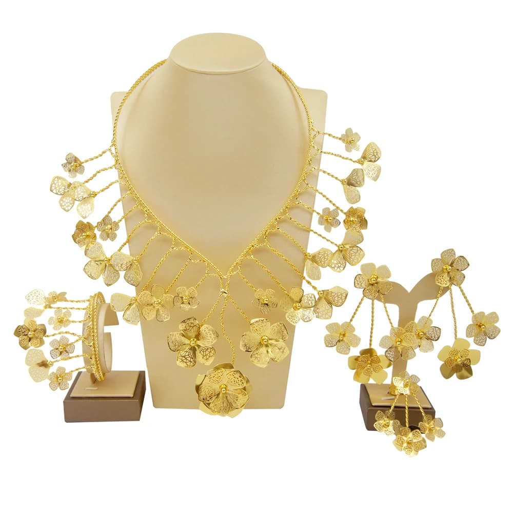 Collana braccialetto per donna brasile placcato oro fatto a mano grande Set di gioielli Festive ordini di nozze tendenza collana oversize H20024