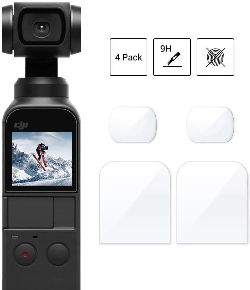 Pellicola protettiva per schermo in vetro da 4 pezzi pellicola in lamina temperata compatibile per fotocamera Gimbal portatile DJI Osmo Pocket/POCKET 2