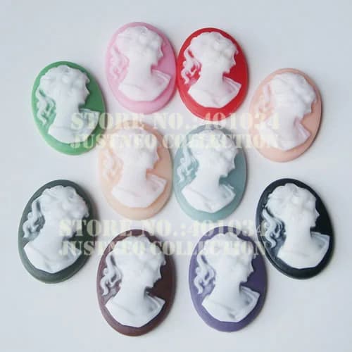 Cabochon di fiori con cammeo in resina stile vintage Art Déco con retro piatto, ritratto, scultura, creazione di gioielli, perline decorative