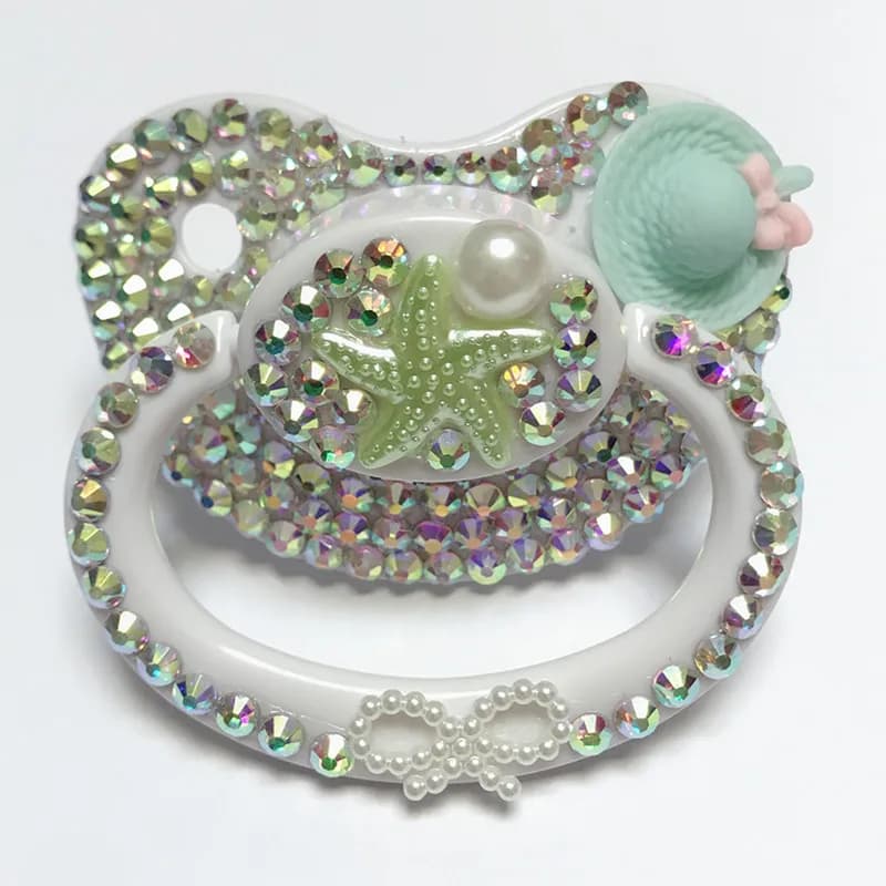 MIYOCAR unico fatto a mano bling stella verde ciuccio adulto formato adulto carino gemma ciuccio manichino ciuccio capezzolo in Silicone