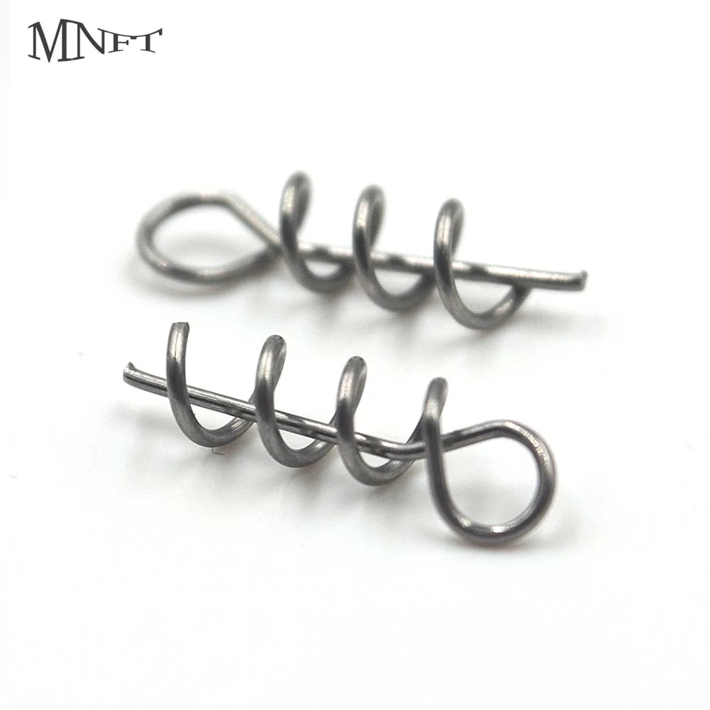 MNFT 50 Pz Richiamo Morbido Perno di Centraggio Primavera Twist Lock Gancio di Pesca Perni di Centraggio Esca di Plastica Morbida Verme Accessori Per la Pesca